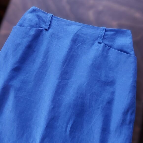 Vtg blue linen Linda Allard Ellen Tracy pencil skirt - Picture 7 of 16